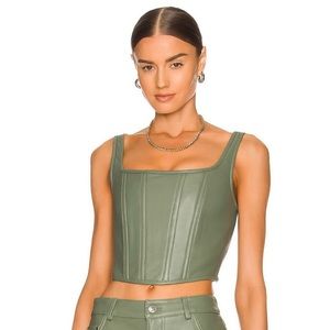 Leather Bustier in Hunter Green